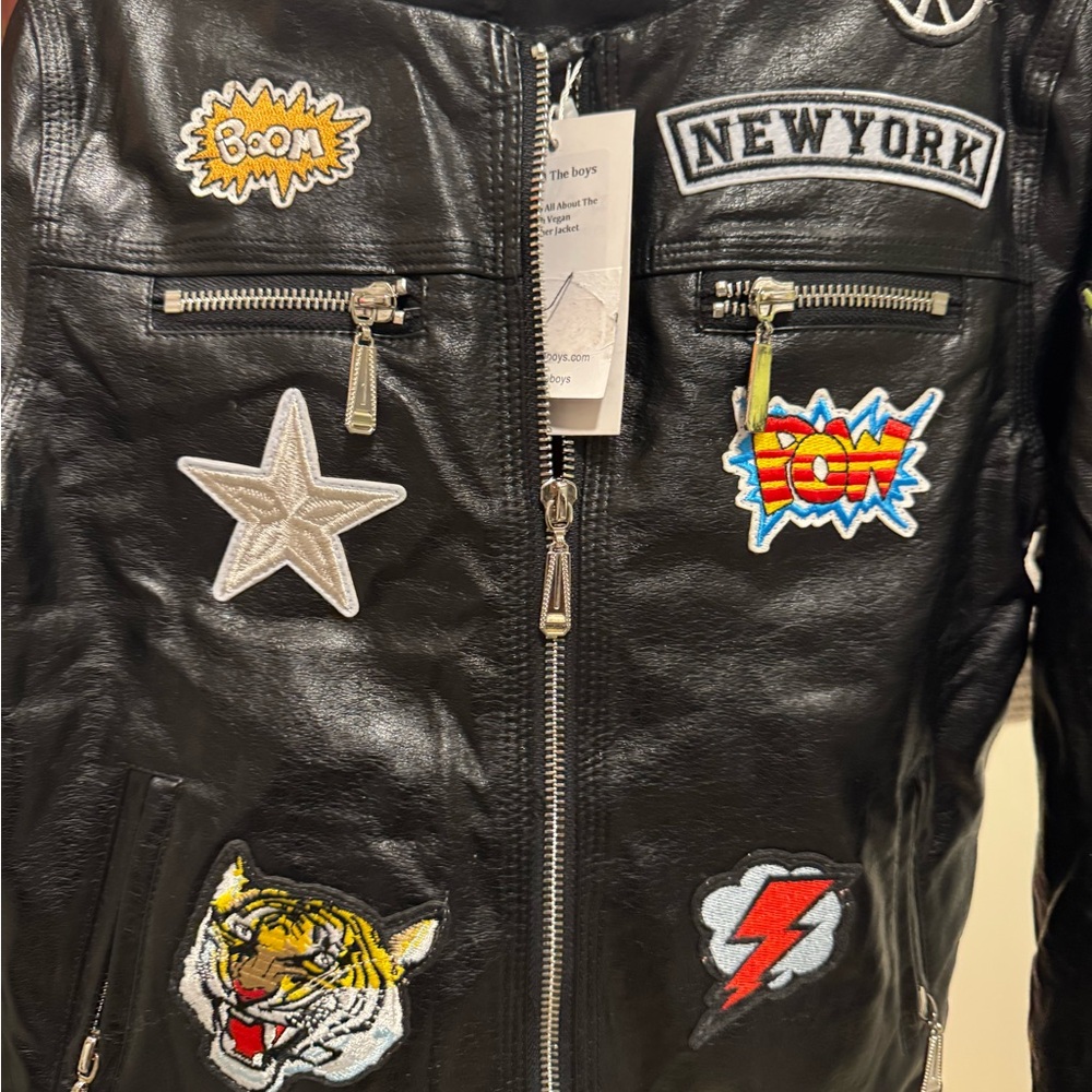 BNWT Lola + The Boys Black Jacket with Colorful Patches